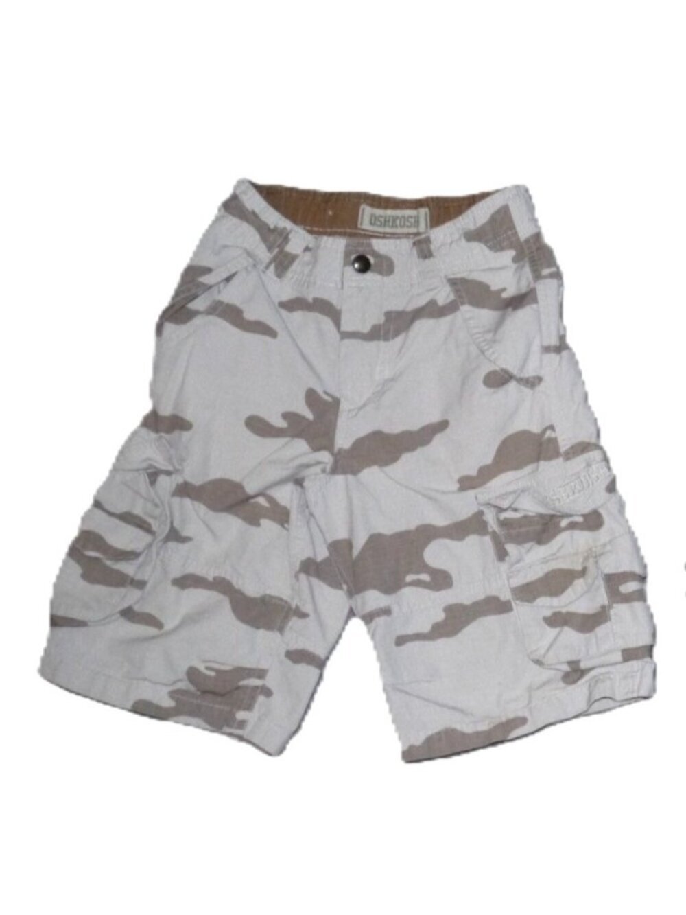 Oshkosh tan camo little boys cargo shorts 100% cotton adjustable waist band sz 7